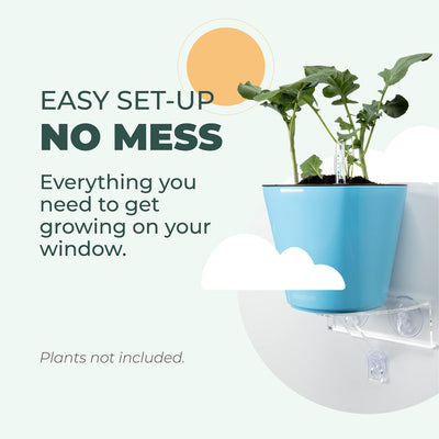 Window Shelf for Plants and Self Watering Planters Bundle - Window Sill Veg Ledge Shelf