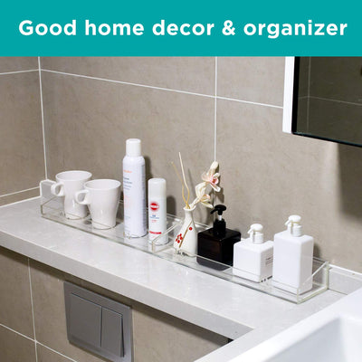 Acrylic Bathroom Shelves, Wall Mounted No Drilling Thick Clear Storage & Display