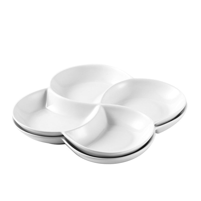 85 Inch Modern Set Of 2 Decorative Ceramic Appetizer 4 -Compartment Serving Platter Tray