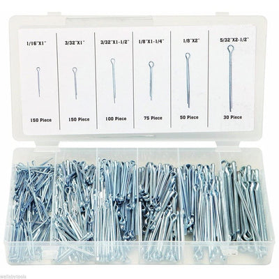 Katzco Cotter Pin Assortment 555 piece Heavy Duty Zinc-Plating Steel Pins for Automotive