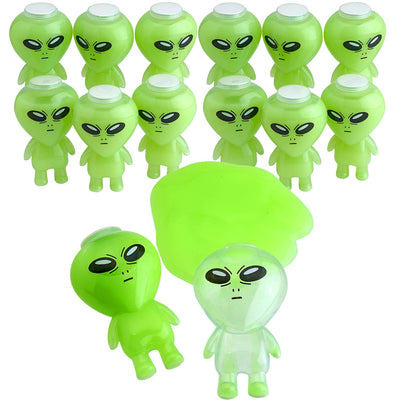 Kicko Glow in The Dark Alien Slime - Pack of 12 Colored, Gooey, and Squishy Slime in Alien