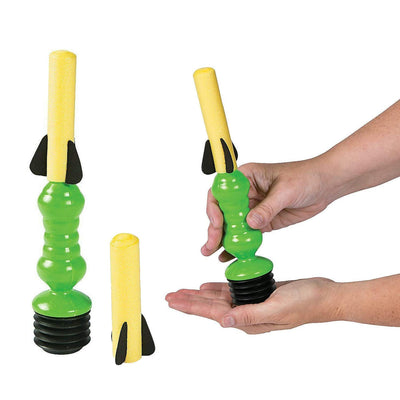 Kicko Air Rocket Launcher with 3 Foam Rocket Darts, 3 Pack, Launcher is 7 Inches and Darts