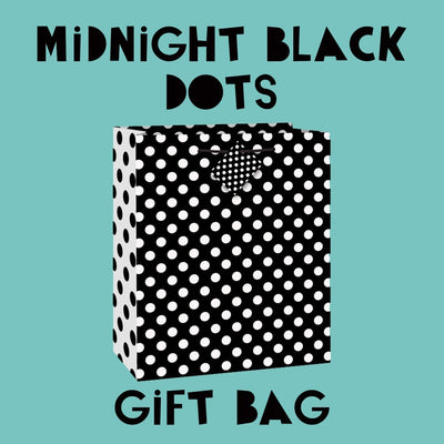 Kicko Midnight Black Polka Dot Gift Bags - 3 Pack - 9 Inches - for Party Favors, Presents