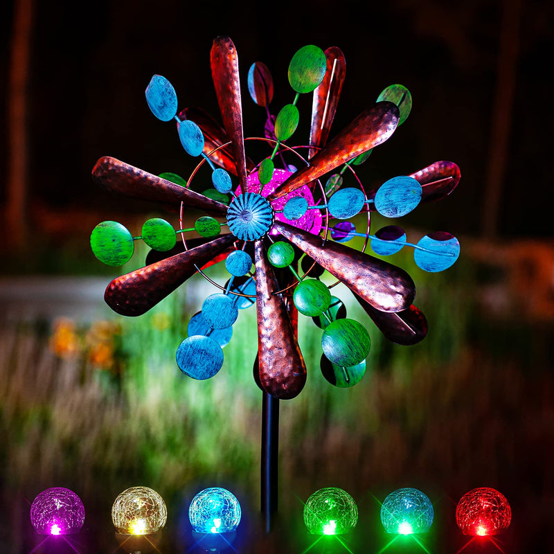 Solar Wind Spinner Aviator3 75in Multi-Color Seasonal LED Lighting Solar Powered Glass