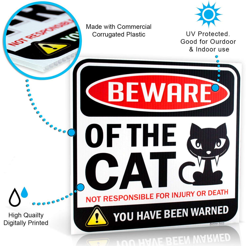 Bigtime Signs Beware of Cats Warning Sign - 12 inch Square - Danger Sign Funny Gag Gifts