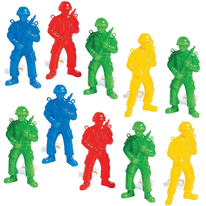 Kicko Plastic Army Parachute Men - Paratroopers - 4.25 Inches - 10 Pack - Assorted Colors