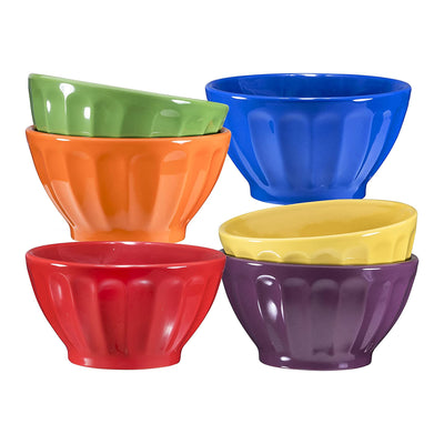 Ceramic Groove Bowls - Cereal, Soup, Ice Cream Bowls, Oven & Dishwasher Safe 14oz. Set