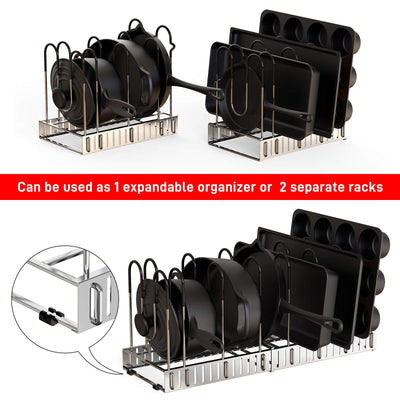 Geekdigg Pot And Pan Organizer For Cabinet, Extensible And Length Adjustable Lid Rack