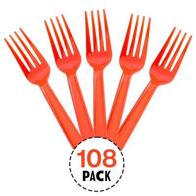 Kicko Red Premium Forks - 108 Pieces - for Catering Events, Parties, Wedding Receptions