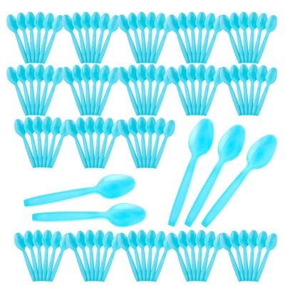 Kicko Pastel Blue Premium Spoons - 108 Pack - Plasticware for Catering Events, Parties