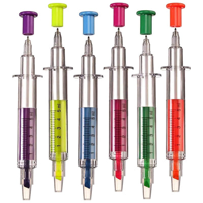 Kicko Syringe Pens - 12 Pack - Multi Neon Colors - Pretend Play, Doctor or Nurse Dress-up