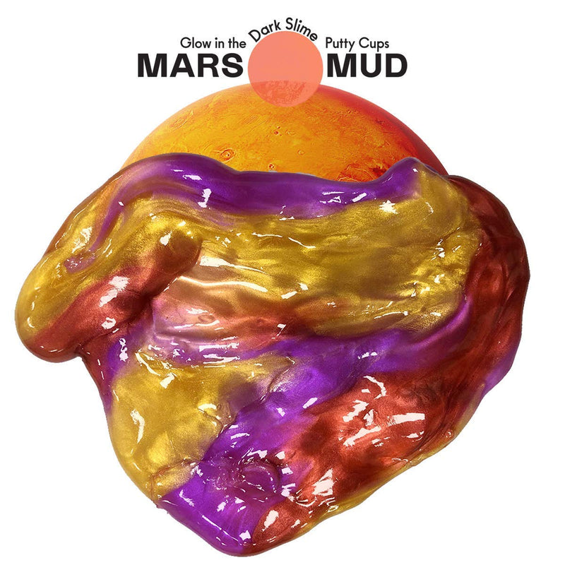 Kicko Marbled Glow in The Dark Slime Putty Cups Mars Mud - 6 Pack Gooey Slimy Feeling