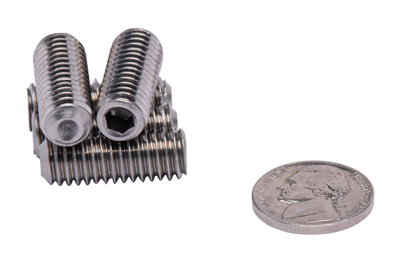 3/8"-16 X 1" Stainless Set Screw with Hex Allen Head Drive and Oval Point (25 pc), 18-8