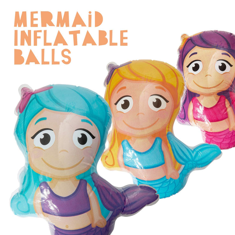 Kicko 24 Inch Mermaid Inflatable Balls - 6 Pack, Under-The-Sea Character Inflatables