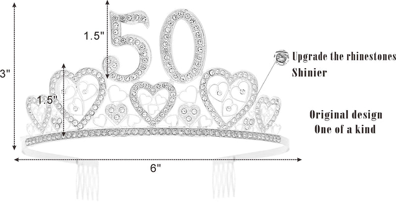 50th Birthday Sash, 50th Birthday Tiara, 50th Birthday Decorations for Her, 50th Birthday