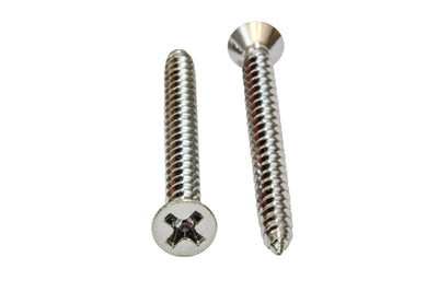 6 X 1/2'' Chrome Coated Stainless Flat Head Phillips Wood Screw, (100 pc), 18-8 (304