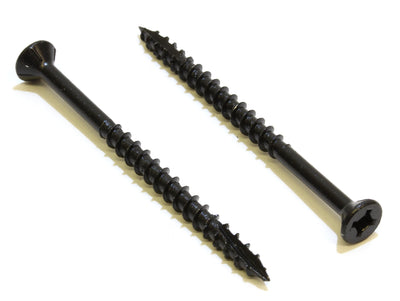 8 x 2-1/2" Black E-Coat w/Lube Phillips Flat Head Wood Screw, (100 Pack), Self Tapping