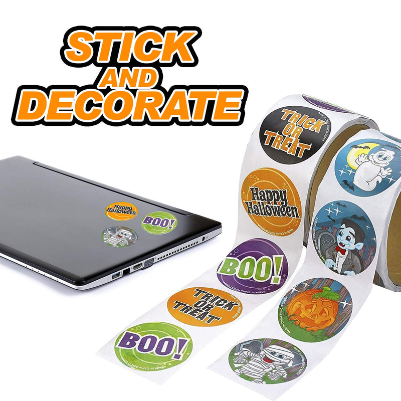 Kicko Halloween Sticker Roll for Kids - 500 Pcs Assorted Spooky Sheets - Party Favors