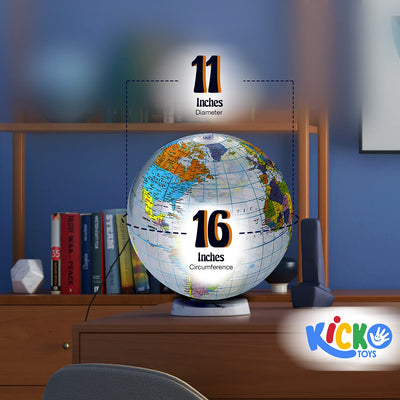 Kicko Inflatable World Globe - Pack of 6 - 16 Inch Political and Topographical Clear Globe