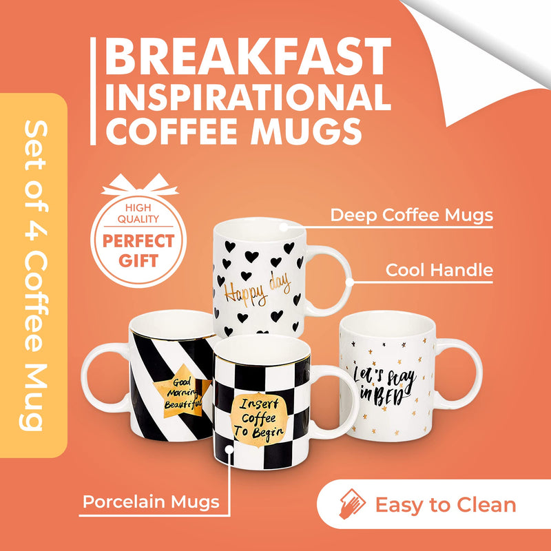 Set of 4 Ceramic Love Inspirational Coffee Or Tea Mug set Gift Set - Him And Her Gifts