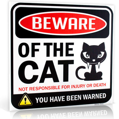 Bigtime Signs Beware of Cats Warning Sign - 12 inch Square - Danger Sign Funny Gag Gifts