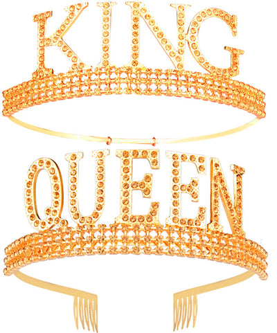 King's and Queen's Royal Crowns Gold, "Homecoming King" and"Homecoming Queen" Satin Sash