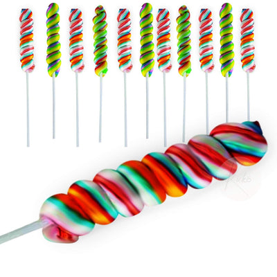 Kicko Twist Lollipops in Sticks - Pack of 12 3 Inch Flavored Lollipops in a Stick -