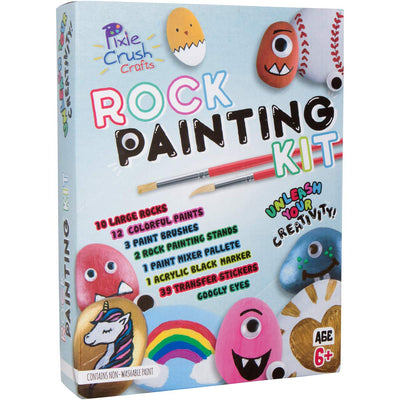 Rock Painting Kit - Set with Extra Large Rocks, 12 Paints, Black Acrylic Marker, Transfer