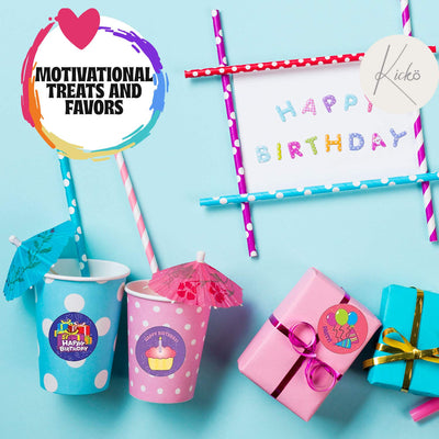 Kicko Birthday Sticker Rolls - 3 Pack - 100 Stickers per Roll Totalling 300 Stickers