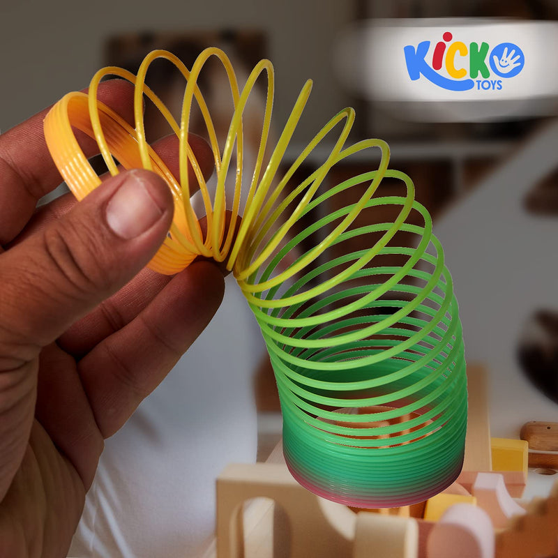 Kicko Plastic Rainbow Springs - 12 Pack - 2.4 Inch Classic Toy Coil Springs for Class