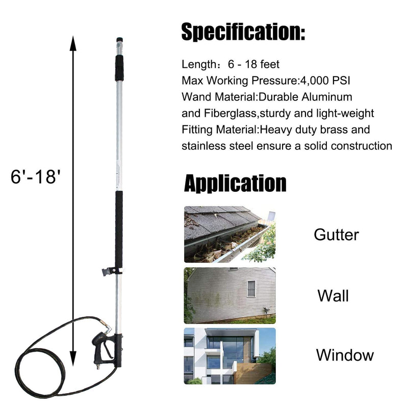 EDOU 4,000 PSI High Pressure Washer Extension Wand Telescoping Lance 6&