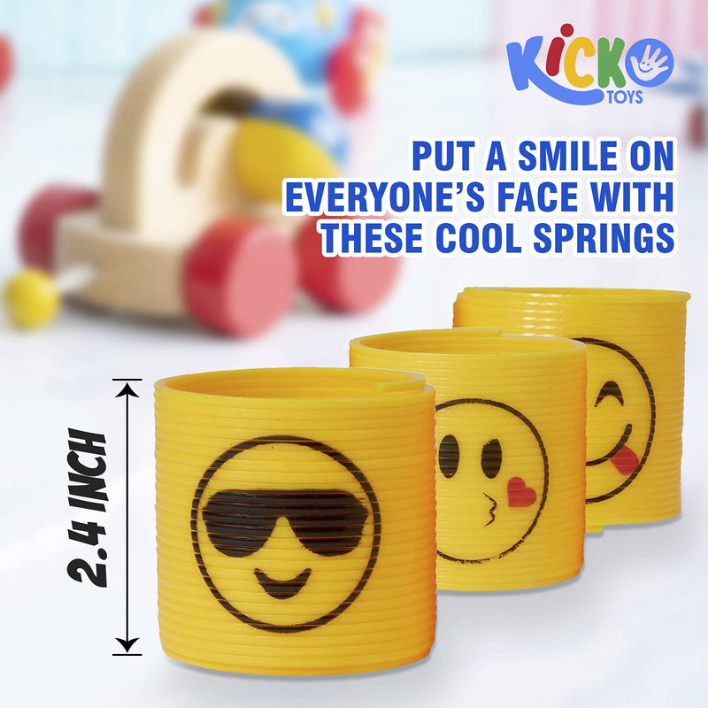 Kicko Emoji Coil Spring - 24 Pack - 1.4 Inch Spiral Emoticon Faces for Easter Basket