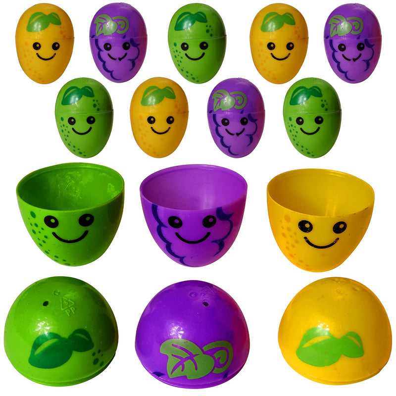 Kicko Fruit Eggs - Pack of 12-2.5 Inch Plastic Fruit Print Eggs for Easter Basket Fillers