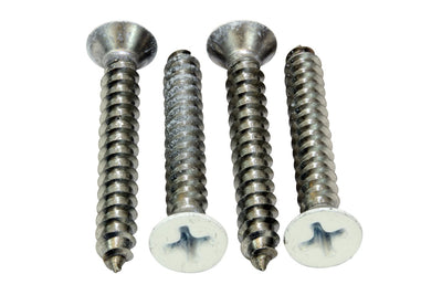 8 X 1-1/4'' Painted White Coated Stainless Flat Head Phillips Wood Screw, (25 pc) 18-8