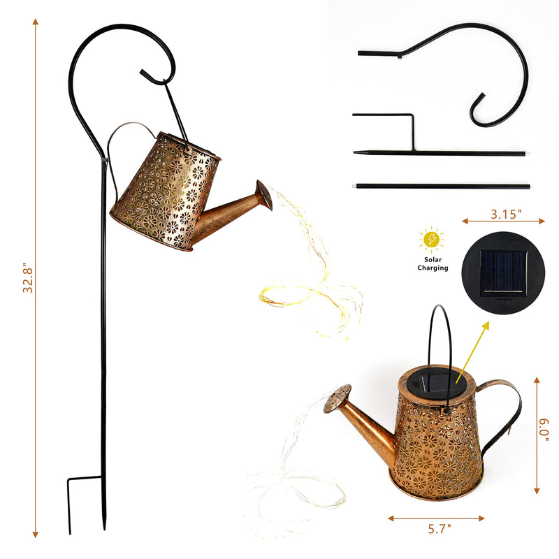 Outdoor Solar Lantern - Solar Watering Can With Cascading Lights