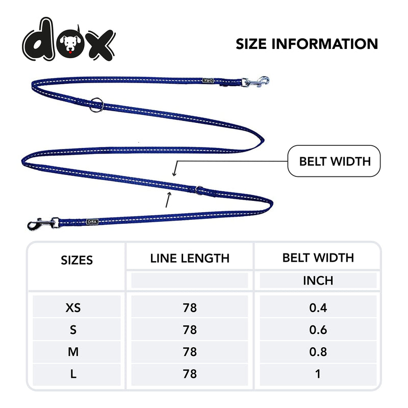 DDOXX Dog Leash Nylon Reflective, Adjustable, 6.6 ft | Many Colors & Sizes | for Small