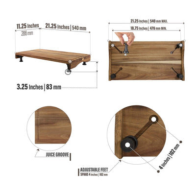 Prosumer's Choice Dual-Purpose Acacia Wood Stovetop Cover Workspace and Countertop Cutting