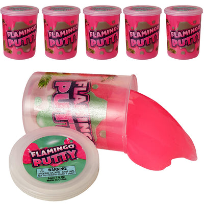 Kicko Flamingo Putty - 6 Pack Pink Colored Putty with Mini Flamingo - Educational Fidget