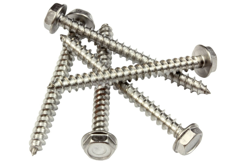 10 X 2" Stainless Indented Hex Washer Head Screw, (25 pc), 18-8 (304) Stainless Steel