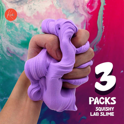 Kicko Squish Fluffy Slime Super Soft Mud - 3.5 Inch Toys for Kids - 3 Pack - Puff Slime