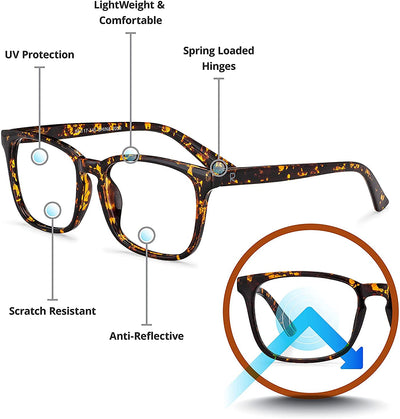 Readerest Blue Light Blocking Reading Glasses (Tortoise, 0.25 Magnification) Computer