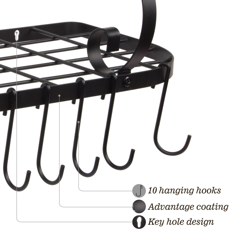 Vdomus pot rack hooks black S style for kitchen pot hanging, set of 10 black