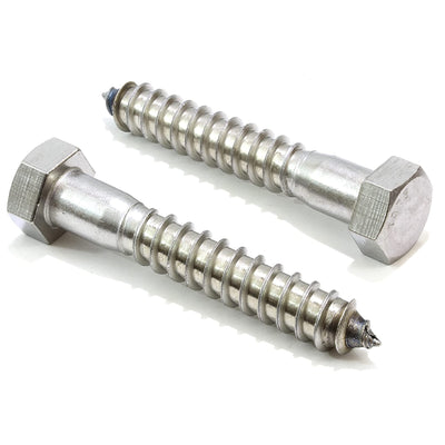 3/8" x 3-1/2" Stainless Hex Lag Bolt Screws, (25 Pack) 304 (18-8) Stainless Steel