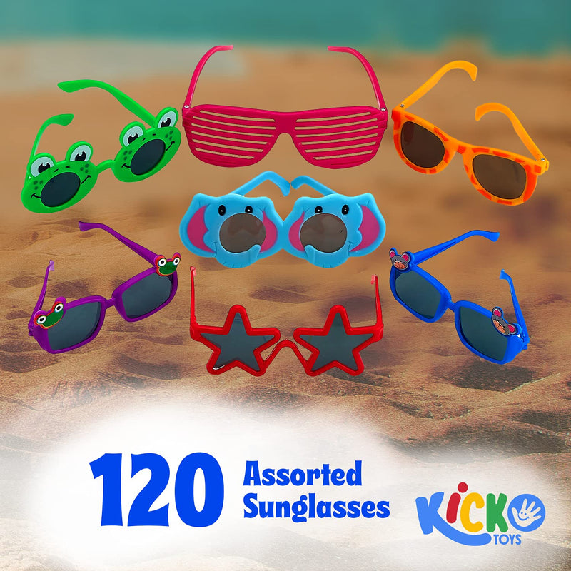 Kicko Assorted Sunglasses - 120 Pack - for Kids, Party Favors, Stocking Stuffers