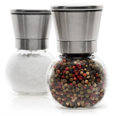 Premium Stainless Steel Salt and Pepper Grinder Set of 2 - Brushed Stainless Steel Pepper