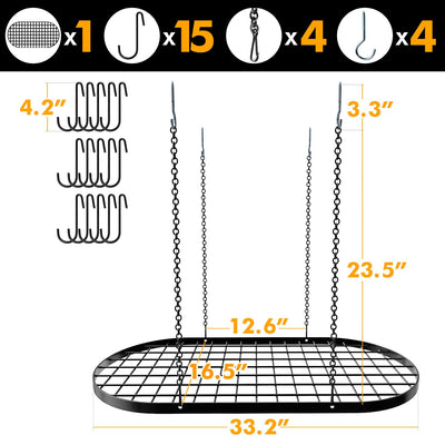 Pot And Pan Ceiling Rack, Mounted Cookware Storage Rack, Hanging Pot And Pan Suspended