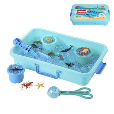 Water Beads Play Set - Sensory Bin Toys for Kids with 16 oz of Water Beads, Sea Animals