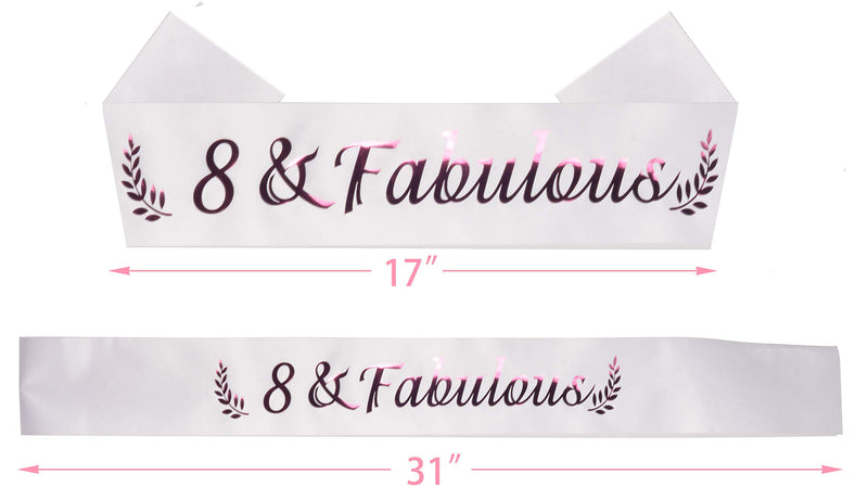 8th Birthday Gifts for Girls, 8th Birthday Tiara and Sash, 8 Fabulous Sash and Crystal