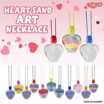 Kicko Heart Sand Art Necklace - 24 Pack - Cool and Fun Stylish Assorted Heart-Shaped