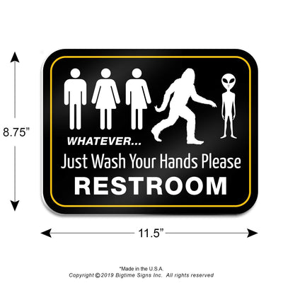 Signs Funny Bathroom Sign For Restroom 11.5" X 8.75" Rigid Pvc | All Gender Bigfoot